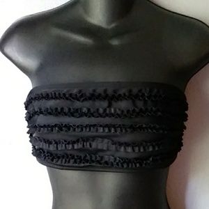 Contour by Beach Scene black ruffle strapless top